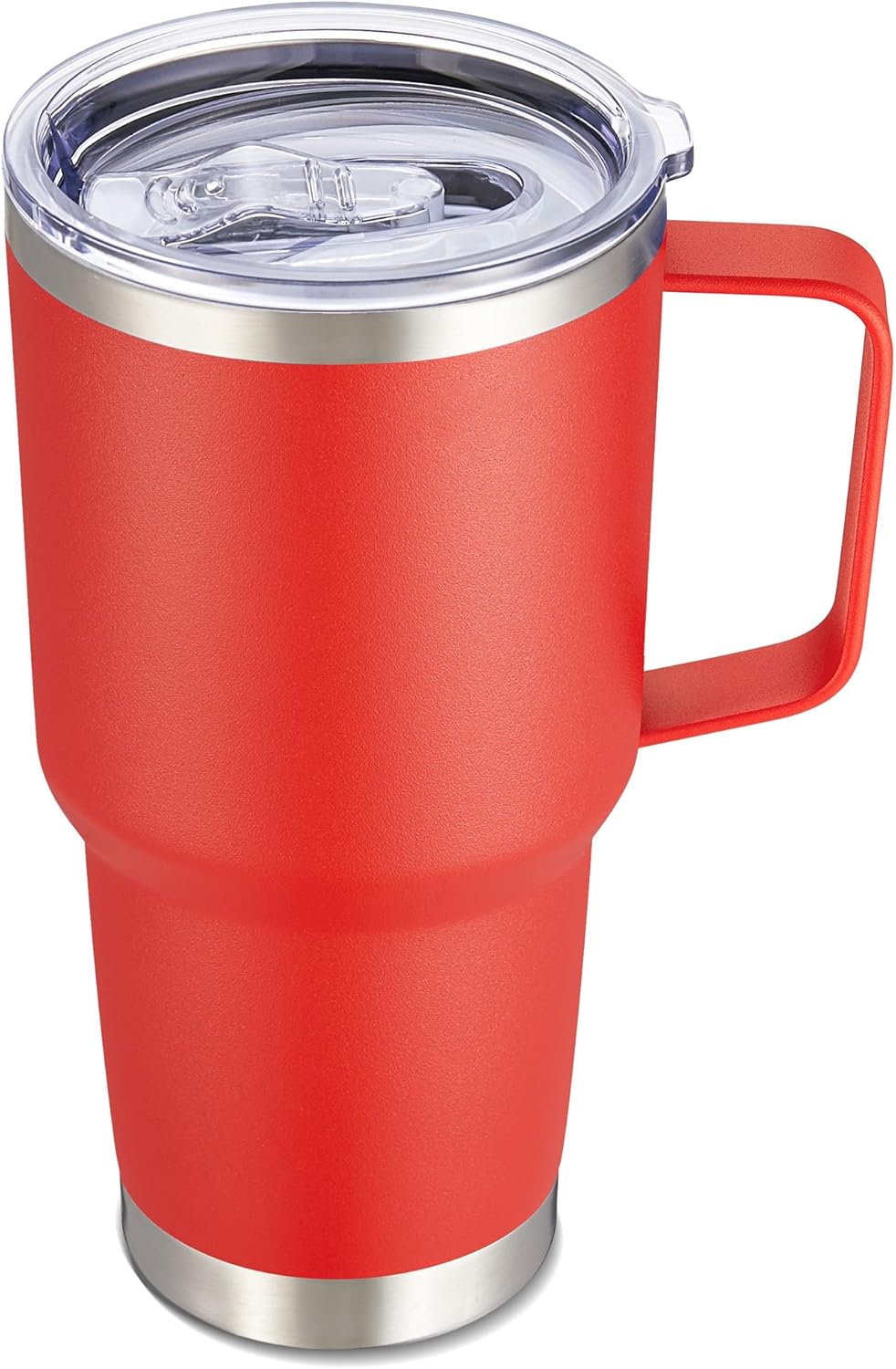 30 oz Stainless Steel Tumbler with Handle and Lid, 1 Pack | Powder Coated, Double Wall Vacuum Insulated, Leak Proof Lid, Keep Drinks Cold and Hot, for office, party, camping, White