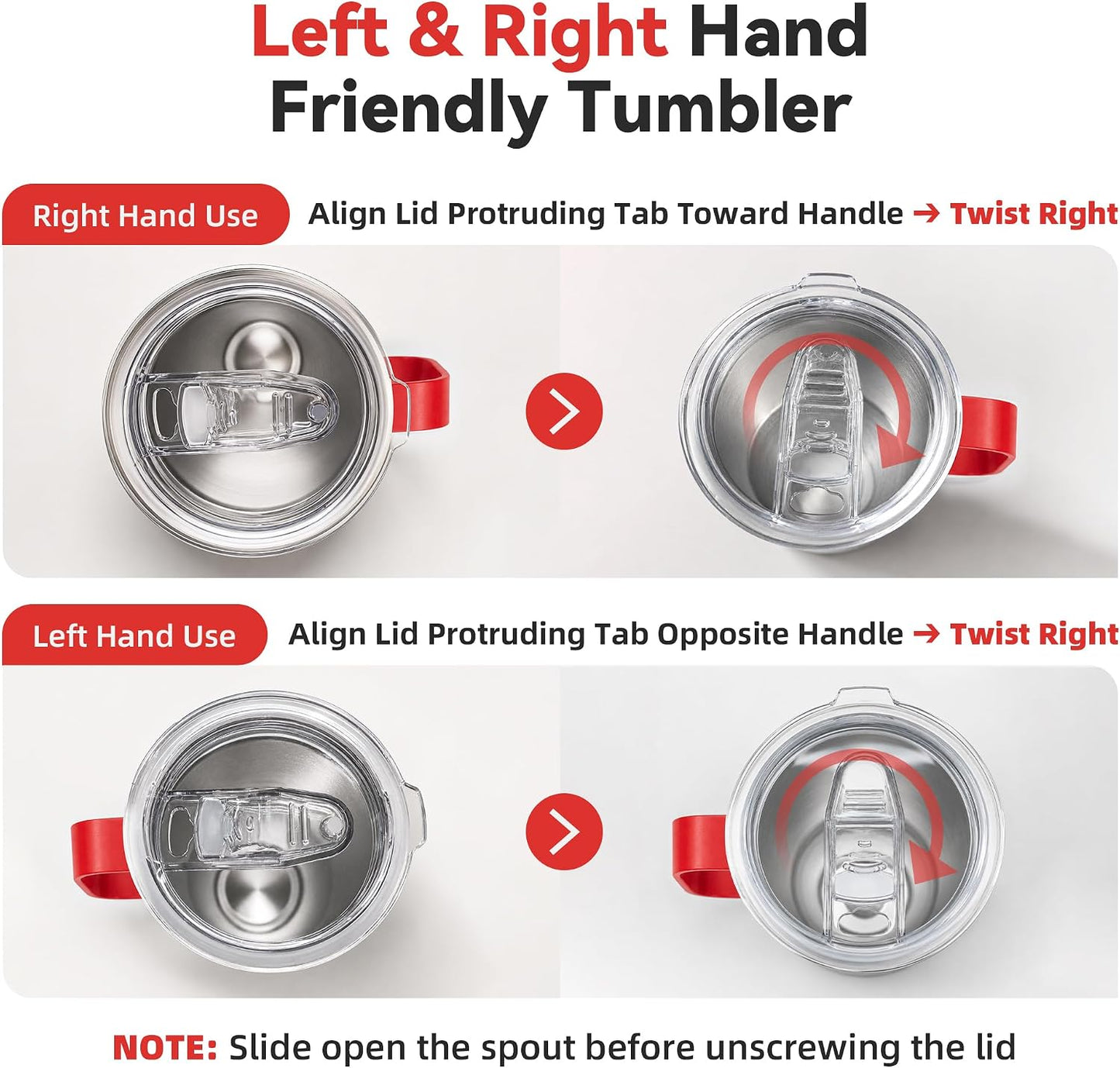 30 oz Stainless Steel Tumbler with Handle and Lid, 1 Pack | Powder Coated, Double Wall Vacuum Insulated, Leak Proof Lid, Keep Drinks Cold and Hot, for office, party, camping, White