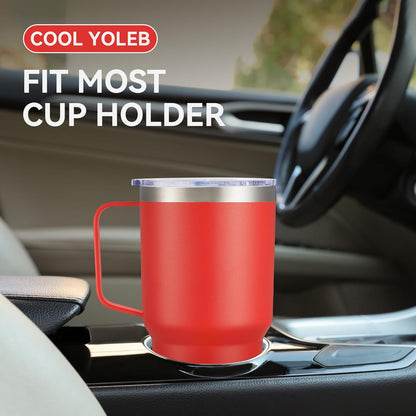 30 oz Stainless Steel Tumbler with Handle and Lid, 1 Pack | Powder Coated, Double Wall Vacuum Insulated, Leak Proof Lid, Keep Drinks Cold and Hot, for office, party, camping, White