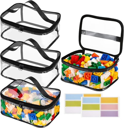 4 Pack Clear Toy Storage Bags, PVC Waterproof Toy Organizer, Colorful