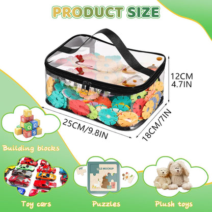 4 Pack Clear Toy Storage Bags, PVC Waterproof Toy Organizer, Colorful