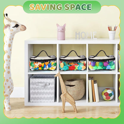 4 Pack Clear Toy Storage Bags, PVC Waterproof Toy Organizer, Colorful
