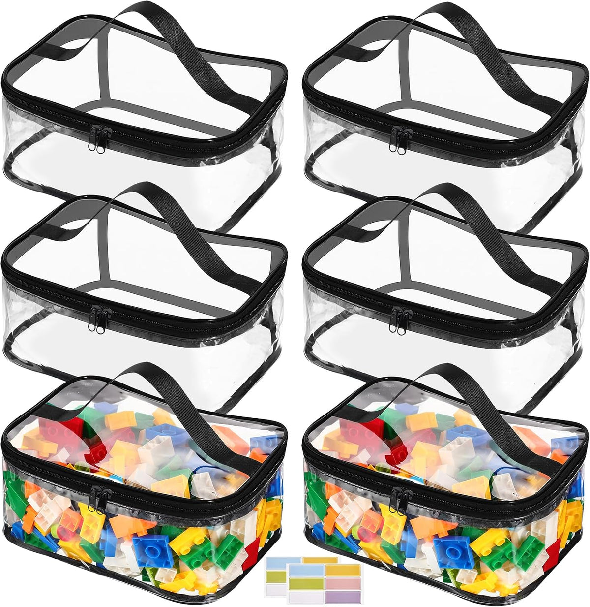 4 Pack Clear Toy Storage Bags, PVC Waterproof Toy Organizer, Colorful