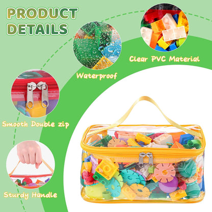 4 Pack Clear Toy Storage Bags, PVC Waterproof Toy Organizer, Colorful