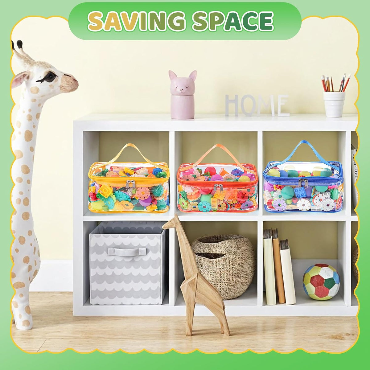4 Pack Clear Toy Storage Bags, PVC Waterproof Toy Organizer, Colorful