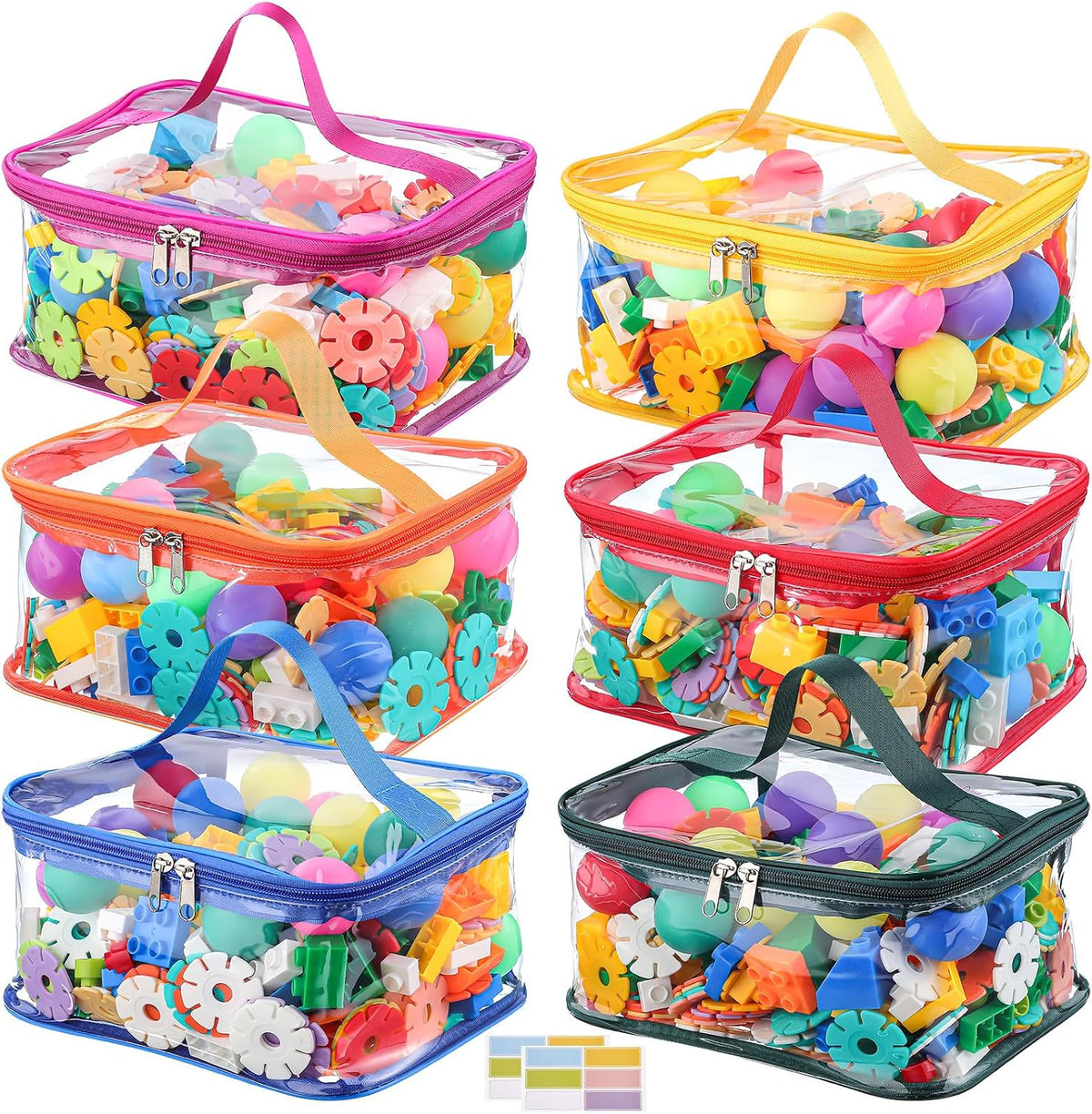 4 Pack Clear Toy Storage Bags, PVC Waterproof Toy Organizer, Colorful