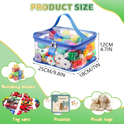 4 Pack Clear Toy Storage Bags, PVC Waterproof Toy Organizer, Colorful