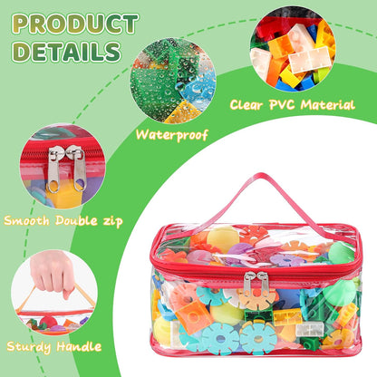 4 Pack Clear Toy Storage Bags, PVC Waterproof Toy Organizer, Colorful