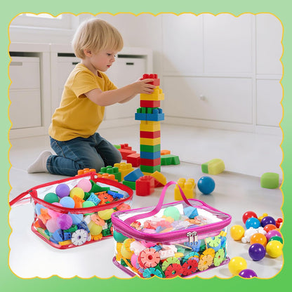 4 Pack Clear Toy Storage Bags, PVC Waterproof Toy Organizer, Colorful