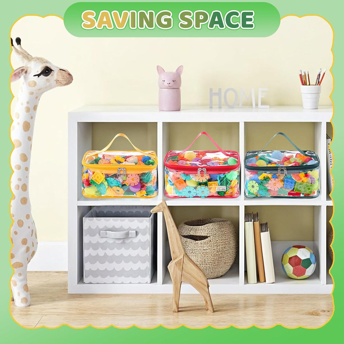 4 Pack Clear Toy Storage Bags, PVC Waterproof Toy Organizer, Colorful