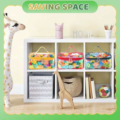 4 Pack Clear Toy Storage Bags, PVC Waterproof Toy Organizer, Colorful
