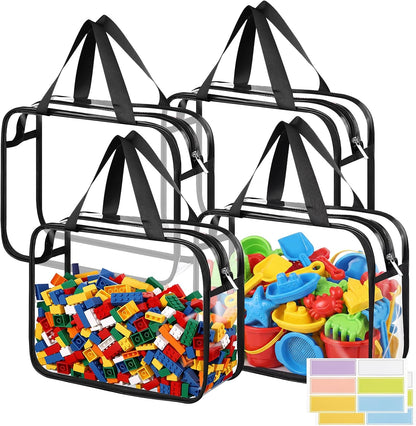 4 Pack Clear Toy Storage Bags, PVC Waterproof Toy Organizer, Colorful