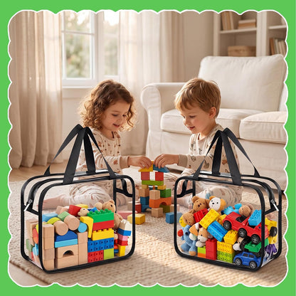 4 Pack Clear Toy Storage Bags, PVC Waterproof Toy Organizer, Colorful