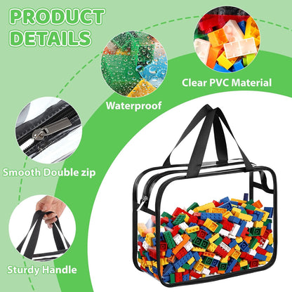 4 Pack Clear Toy Storage Bags, PVC Waterproof Toy Organizer, Colorful