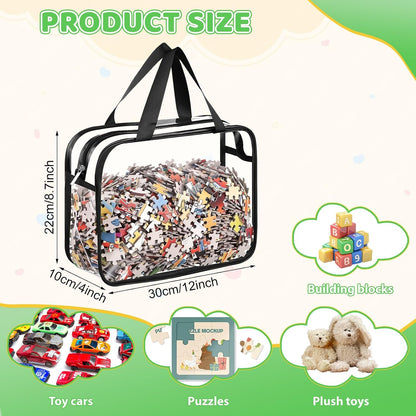 4 Pack Clear Toy Storage Bags, PVC Waterproof Toy Organizer, Colorful