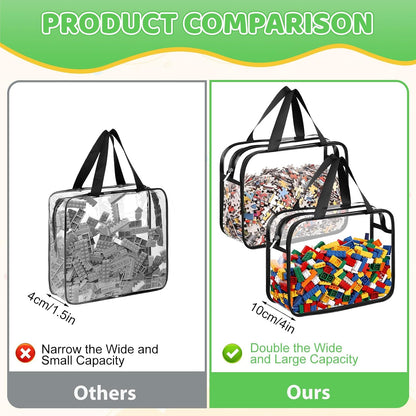 4 Pack Clear Toy Storage Bags, PVC Waterproof Toy Organizer, Colorful
