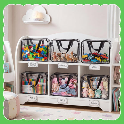 4 Pack Clear Toy Storage Bags, PVC Waterproof Toy Organizer, Colorful