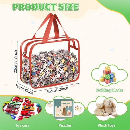 4 Pack Clear Toy Storage Bags, PVC Waterproof Toy Organizer, Colorful