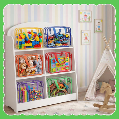 4 Pack Clear Toy Storage Bags, PVC Waterproof Toy Organizer, Colorful