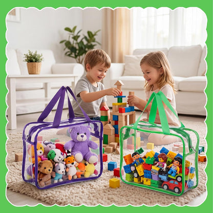 4 Pack Clear Toy Storage Bags, PVC Waterproof Toy Organizer, Colorful