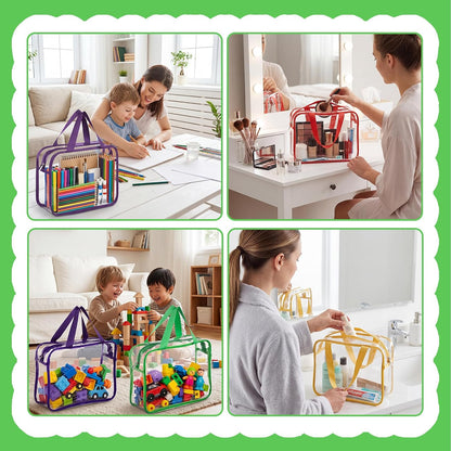 4 Pack Clear Toy Storage Bags, PVC Waterproof Toy Organizer, Colorful