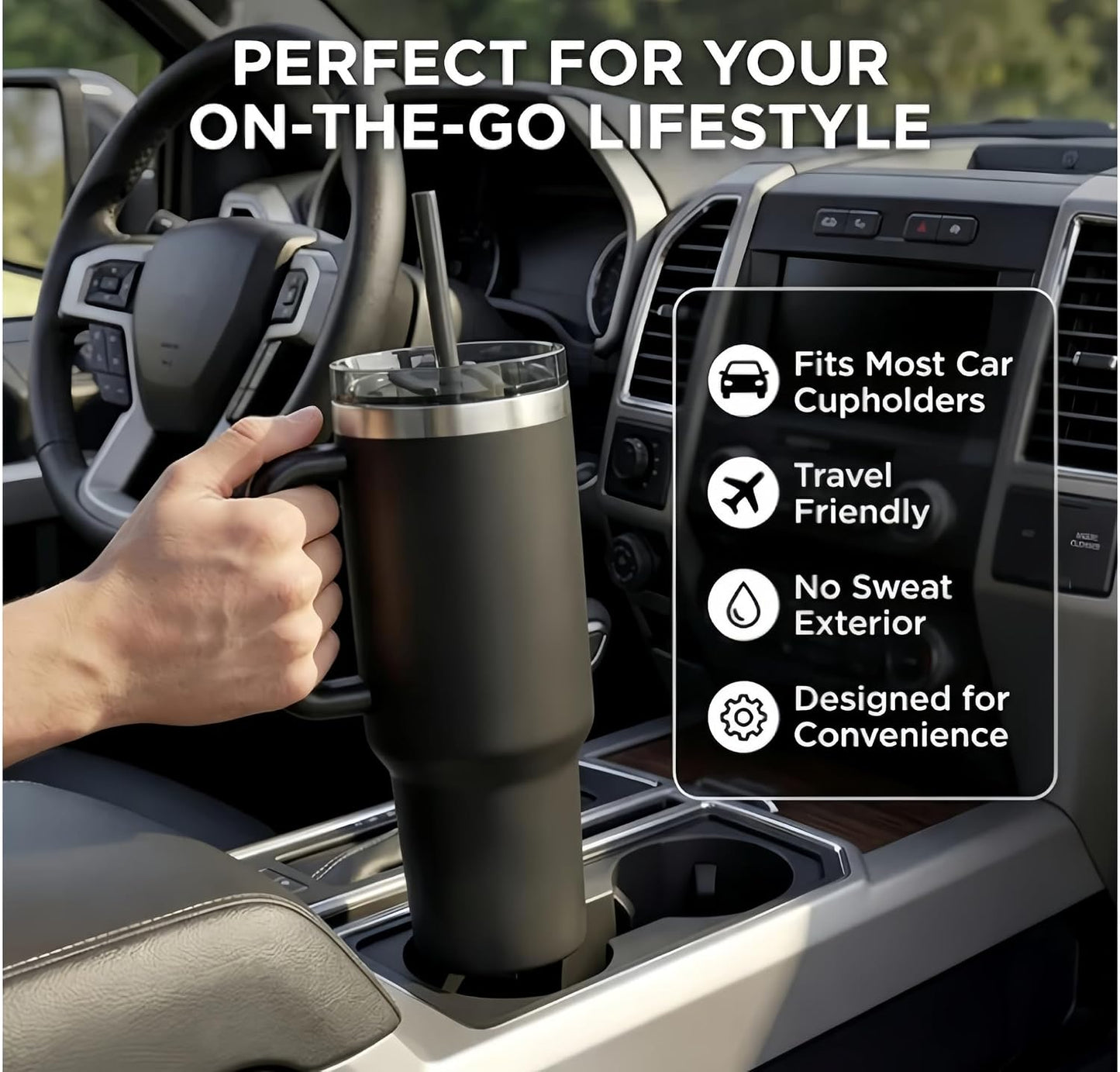 16oz Vacuum Insulated Tumbler, Leakproof Travel Mug for Hot & Cold Drinks | Double-wall insulation locks temp. Leakproof lid, slim cup holder. For coffee, tea, water.