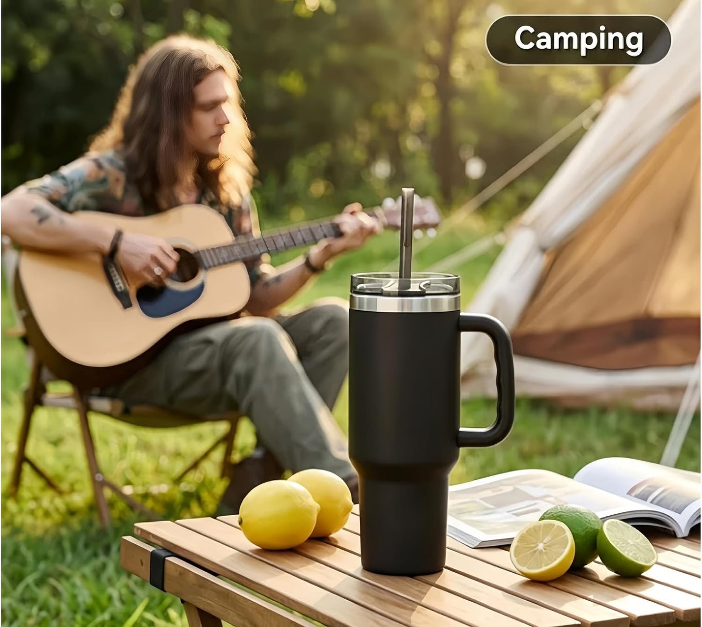 16oz Vacuum Insulated Tumbler, Leakproof Travel Mug for Hot & Cold Drinks | Double-wall insulation locks temp. Leakproof lid, slim cup holder. For coffee, tea, water.