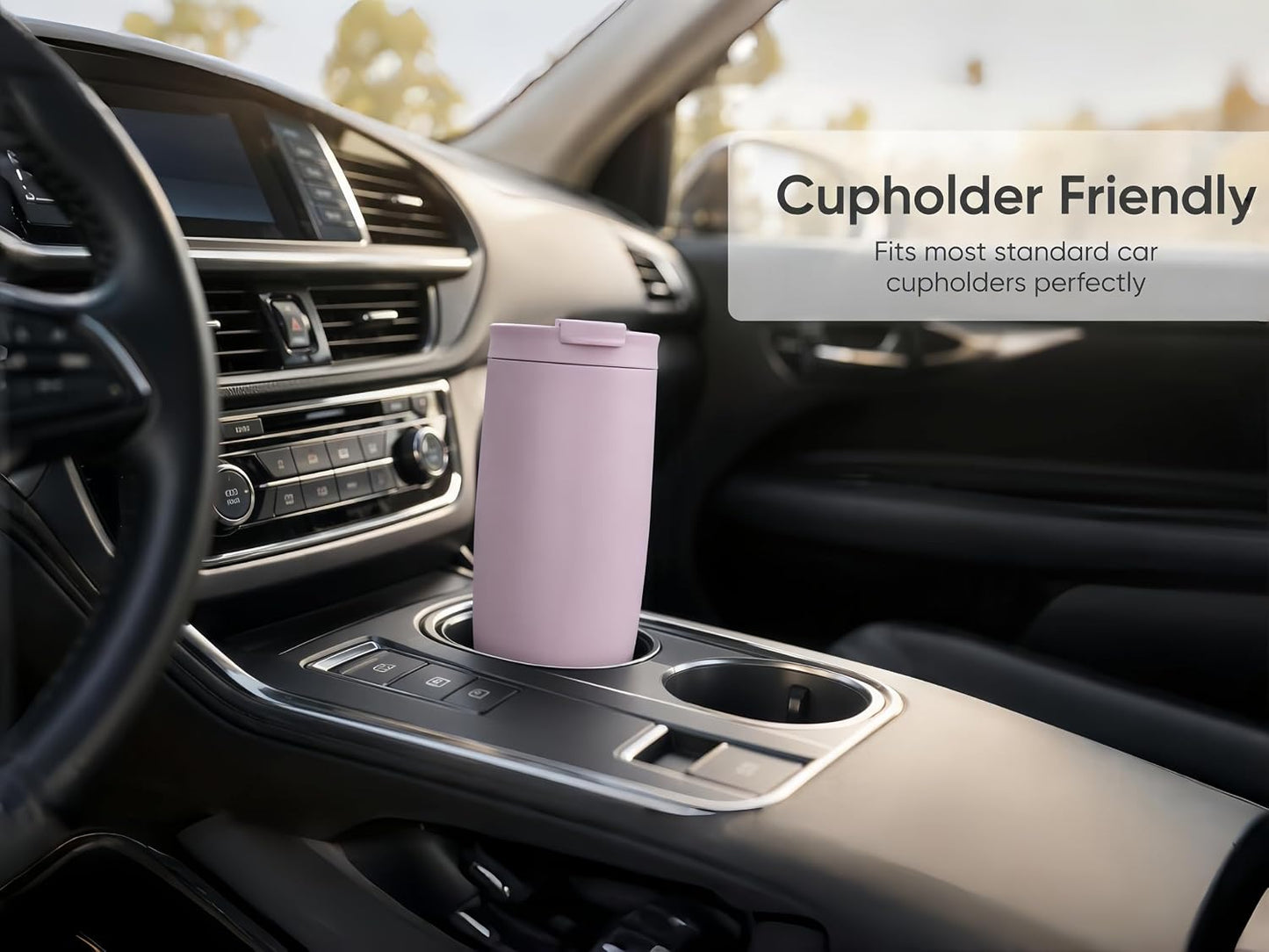 16oz Vacuum Insulated Tumbler, Leakproof Travel Mug for Hot & Cold Drinks | Double-wall insulation locks temp. Leakproof lid, slim cup holder. For coffee, tea, water.