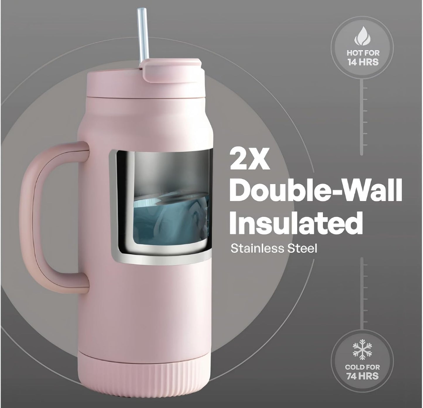 16oz Vacuum Insulated Tumbler, Leakproof Travel Mug for Hot & Cold Drinks | Double-wall insulation locks temp. Leakproof lid, slim cup holder. For coffee, tea, water.