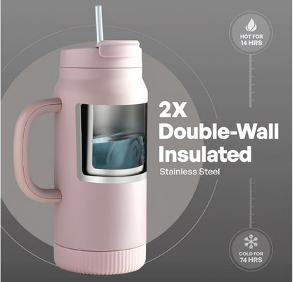 16oz Vacuum Insulated Tumbler, Leakproof Travel Mug for Hot & Cold Drinks | Double-wall insulation locks temp. Leakproof lid, slim cup holder. For coffee, tea, water.