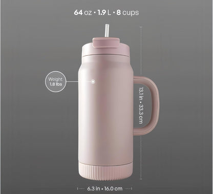16oz Vacuum Insulated Tumbler, Leakproof Travel Mug for Hot & Cold Drinks | Double-wall insulation locks temp. Leakproof lid, slim cup holder. For coffee, tea, water.