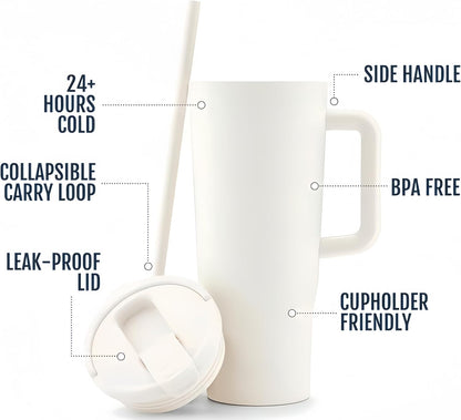 16oz Vacuum Insulated Tumbler, Leakproof Travel Mug for Hot & Cold Drinks | Double-wall insulation locks temp. Leakproof lid, slim cup holder. For coffee, tea, water.