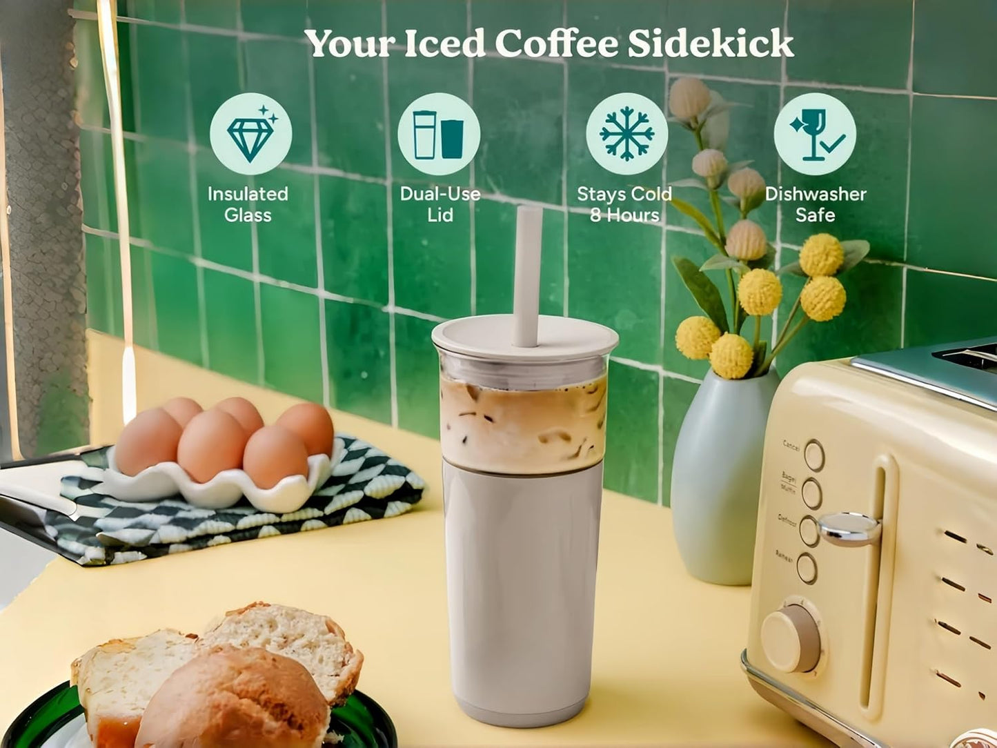 16oz Vacuum Insulated Tumbler, Leakproof Travel Mug for Hot & Cold Drinks | Double-wall insulation locks temp. Leakproof lid, slim cup holder. For coffee, tea, water.