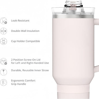 16oz Vacuum Insulated Tumbler, Leakproof Travel Mug for Hot & Cold Drinks | Double-wall insulation locks temp. Leakproof lid, slim cup holder. For coffee, tea, water.