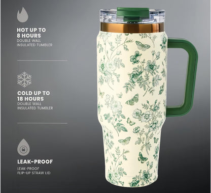 16oz Vacuum Insulated Tumbler, Leakproof Travel Mug for Hot & Cold Drinks | Double-wall insulation locks temp. Leakproof lid, slim cup holder. For coffee, tea, water.
