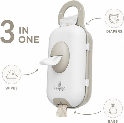 Diaper Bag Wipe Dispenser | 3-in-1 Portable Diaper Caddy Organizer, Baby Wipe Holder with Disposable Bags | Baby Essentials for Newborns, Toddlers, Travel & Baby Shower Gifts