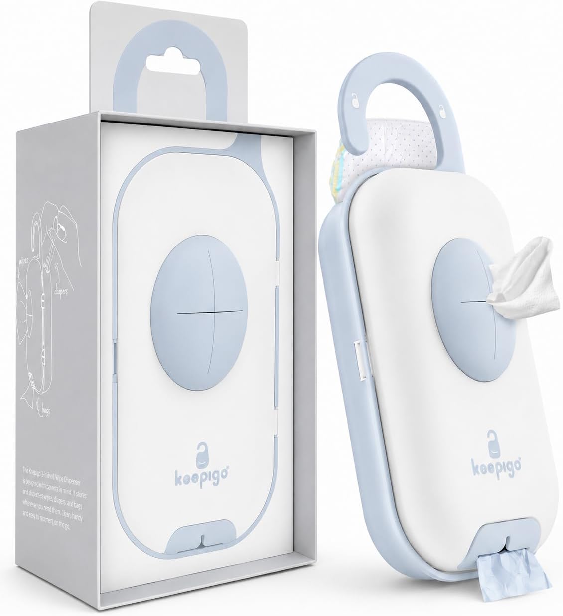 Diaper Bag Wipe Dispenser | 3-in-1 Portable Diaper Caddy Organizer, Baby Wipe Holder with Disposable Bags | Baby Essentials for Newborns, Toddlers, Travel & Baby Shower Gifts