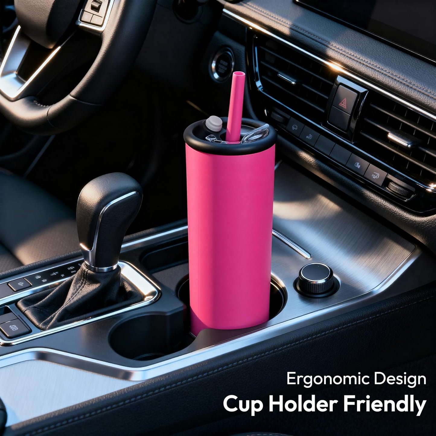 25 oz Candy Tumbler, Insulated Water Bottle with Straw Lid | Double Wall Stainless Steel, 2-in-1 Lid, Flexible Straw, Cup Holder Friendly, Dishwasher Safe, BPA Free, Ocean Blue