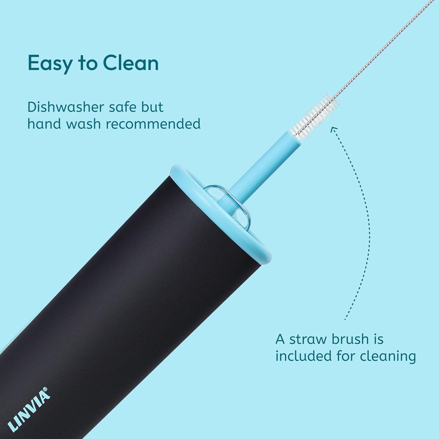 25 oz Candy Tumbler, Insulated Water Bottle with Straw Lid | Double Wall Stainless Steel, 2-in-1 Lid, Flexible Straw, Cup Holder Friendly, Dishwasher Safe, BPA Free, Ocean Blue