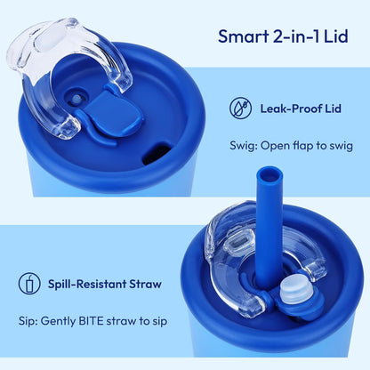 25 oz Candy Tumbler, Insulated Water Bottle with Straw Lid | Double Wall Stainless Steel, 2-in-1 Lid, Flexible Straw, Cup Holder Friendly, Dishwasher Safe, BPA Free, Ocean Blue
