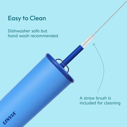 25 oz Candy Tumbler, Insulated Water Bottle with Straw Lid | Double Wall Stainless Steel, 2-in-1 Lid, Flexible Straw, Cup Holder Friendly, Dishwasher Safe, BPA Free, Ocean Blue