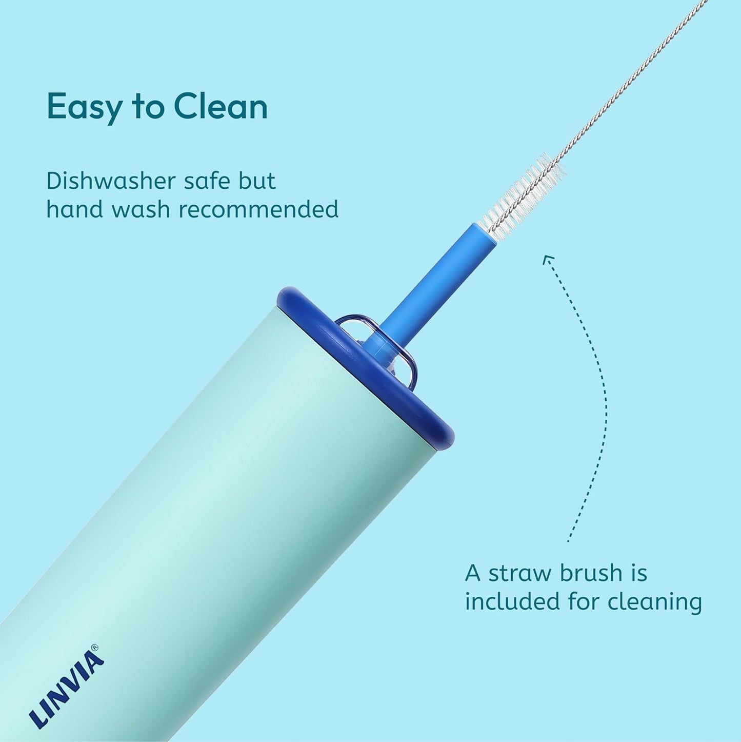 25 oz Candy Tumbler, Insulated Water Bottle with Straw Lid | Double Wall Stainless Steel, 2-in-1 Lid, Flexible Straw, Cup Holder Friendly, Dishwasher Safe, BPA Free, Ocean Blue