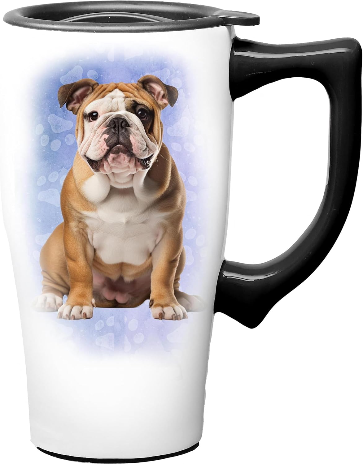 Yellow Lab Ceramic Travel Coffee Mug with Lid and Handle - Spill Proof Lid - Double Walled Mug for Hot and Cold Beverages - Microwave and Dishwasher Safe