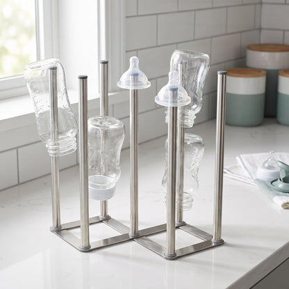 Foldable Baby Bottle Drying Rack, 10" Stainless Steel Build