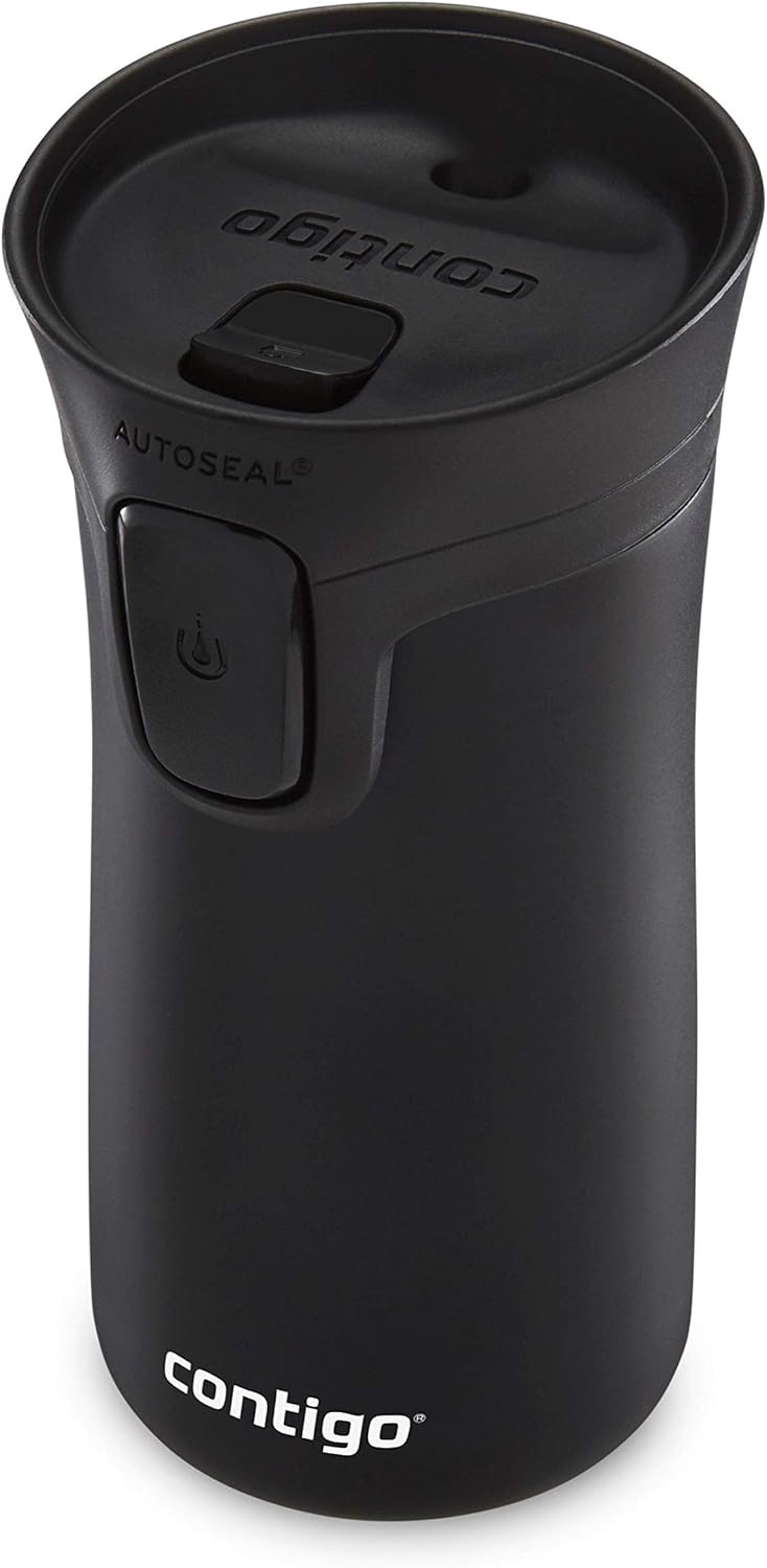 Pinnacle Autoseal Travel Mug, Stainless Steel Thermal Mug, Vacuum Flask, Leakproof Tumbler, Coffee Mug with BPA Free Easy-Clean Lid, 300 ml, Matte Black