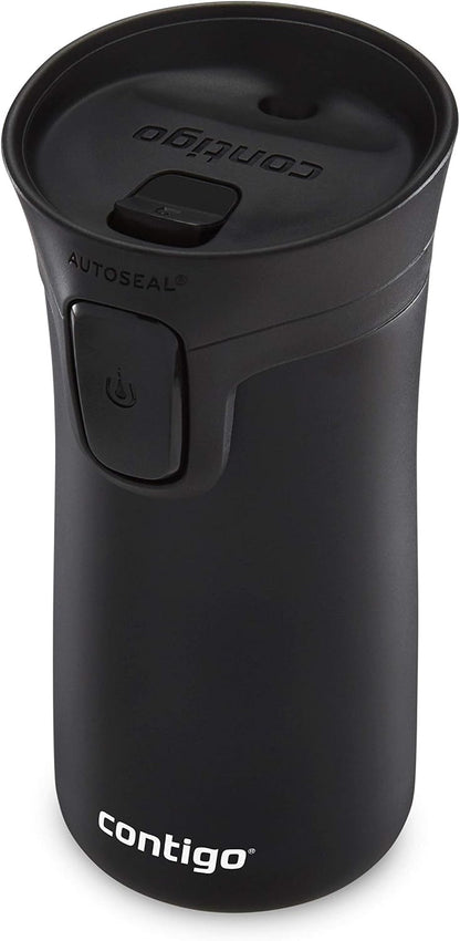 Pinnacle Autoseal Travel Mug, Stainless Steel Thermal Mug, Vacuum Flask, Leakproof Tumbler, Coffee Mug with BPA Free Easy-Clean Lid, 300 ml, Matte Black
