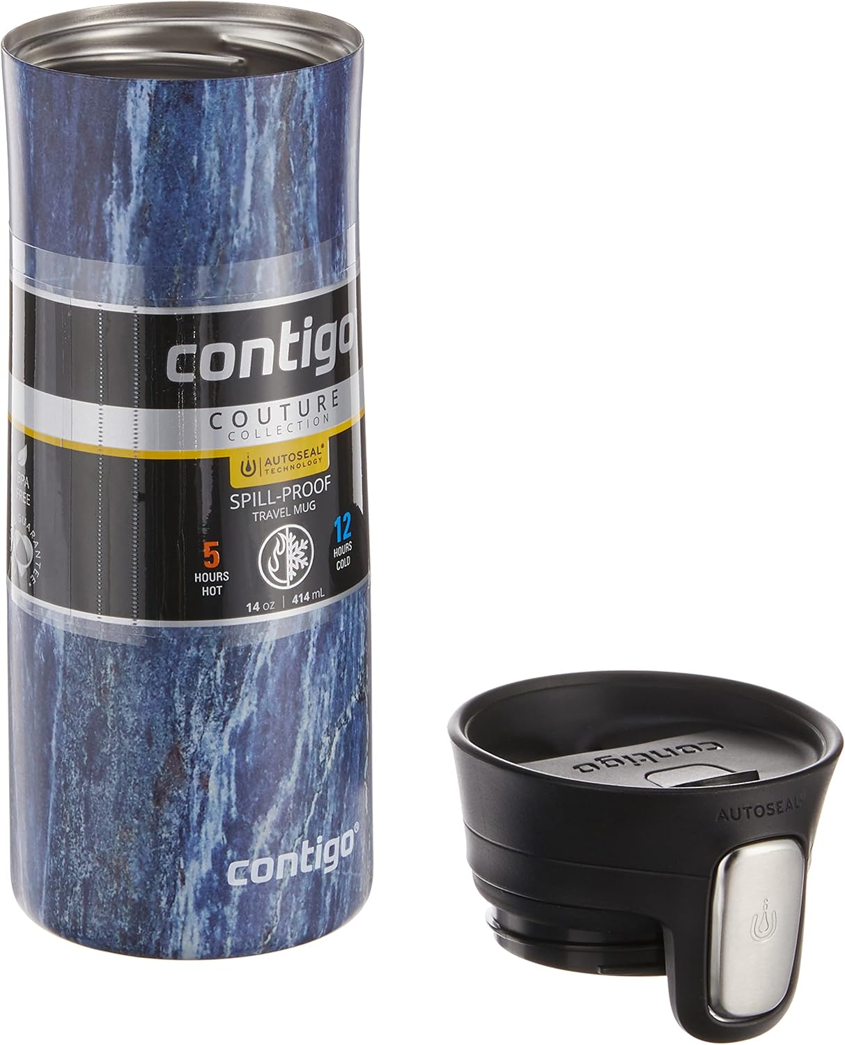 Pinnacle Autoseal Travel Mug, Stainless Steel Thermal Mug, Vacuum Flask, Leakproof Tumbler, Coffee Mug with BPA Free Easy-Clean Lid, 300 ml, Matte Black