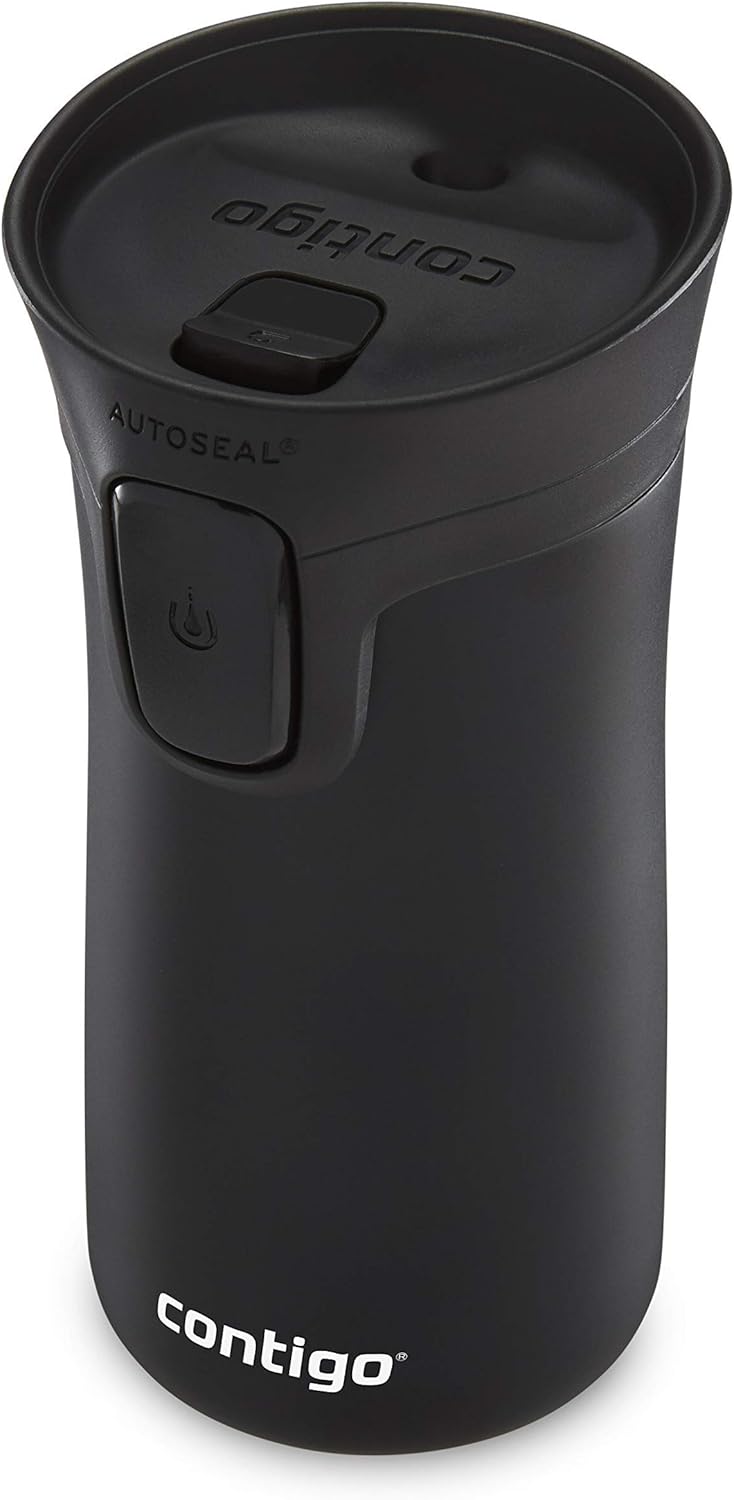 Pinnacle Autoseal Travel Mug, Stainless Steel Thermal Mug, Vacuum Flask, Leakproof Tumbler, Coffee Mug with BPA Free Easy-Clean Lid, 300 ml, Matte Black