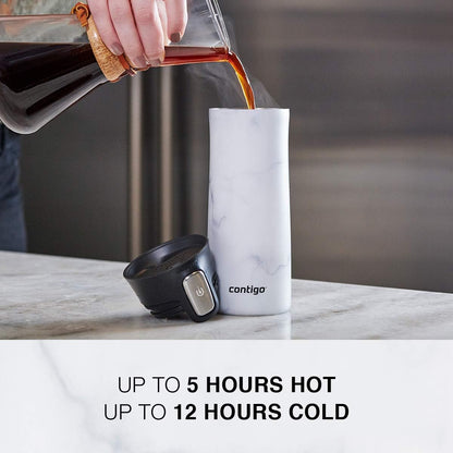 Pinnacle Autoseal Travel Mug, Stainless Steel Thermal Mug, Vacuum Flask, Leakproof Tumbler, Coffee Mug with BPA Free Easy-Clean Lid, 300 ml, Matte Black