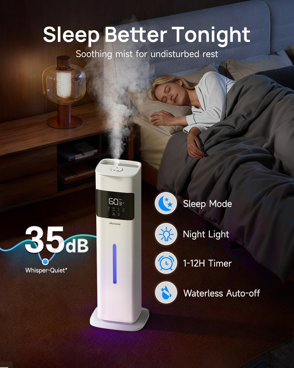 Warm & Cool Mist Humidifiers for Bedroom, 8L Humidifier Large Room